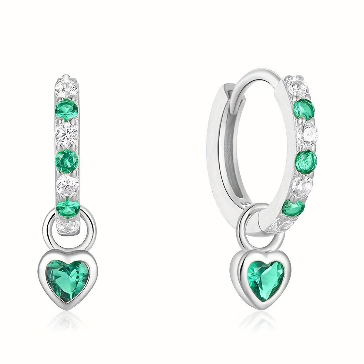 Heart Shaped Colorful Zirconia Earrings - Sterling Silver Jewelry Gift